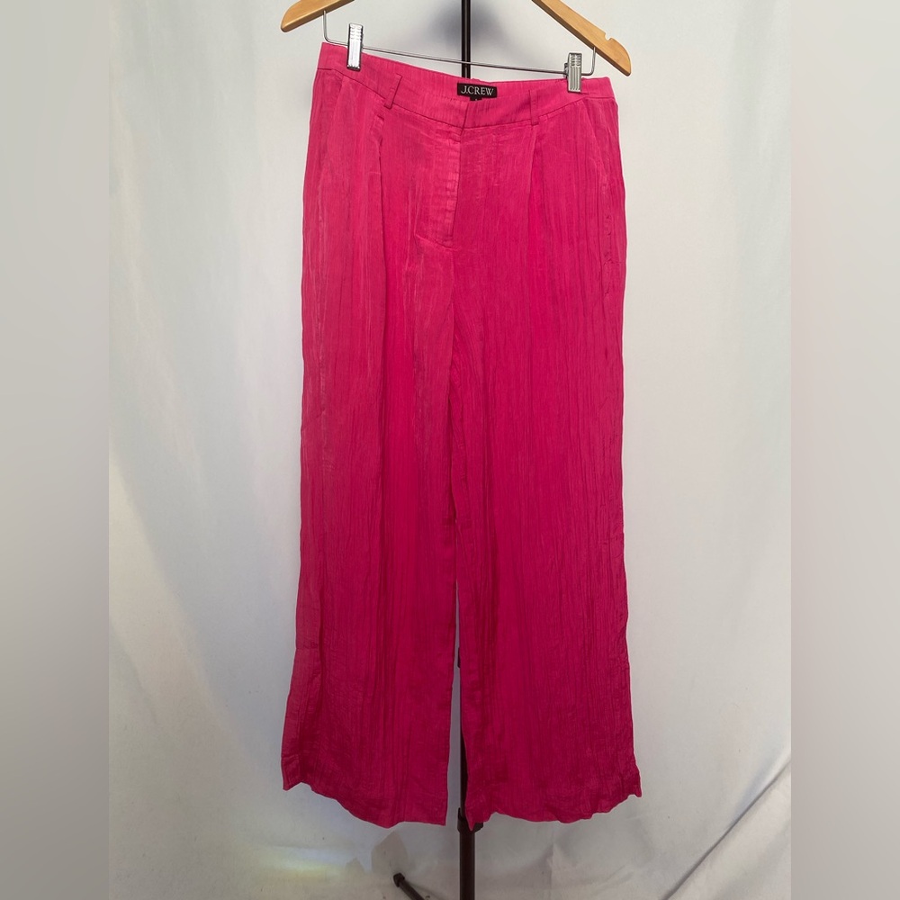 J.Crew crinkly Vibrant Pink Wide-Leg Pants